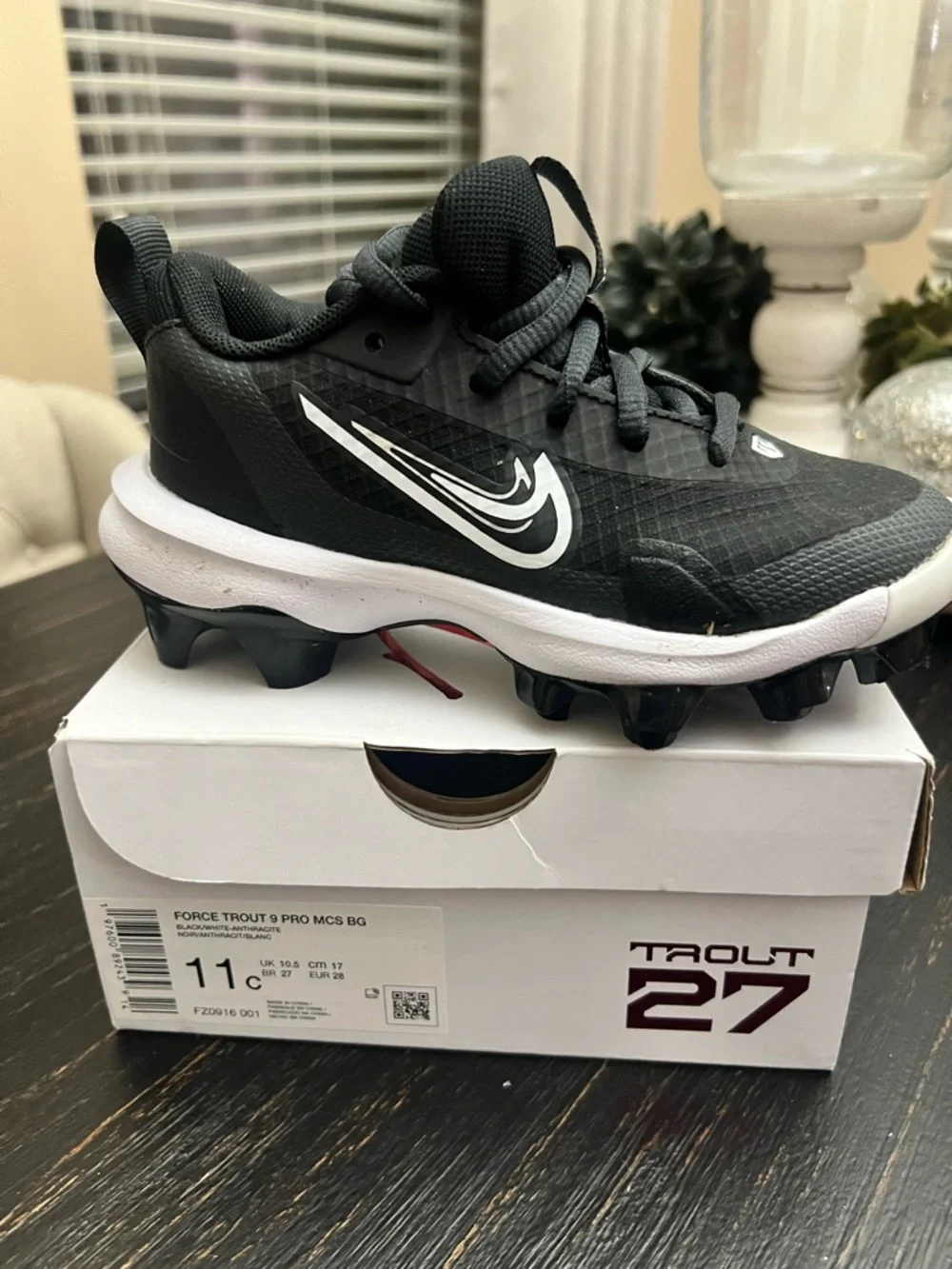 Nike Force Trout 9 Pro MCS BG Boys Sz 11 Baseball Cleats Black/White - Picture 4 of 15